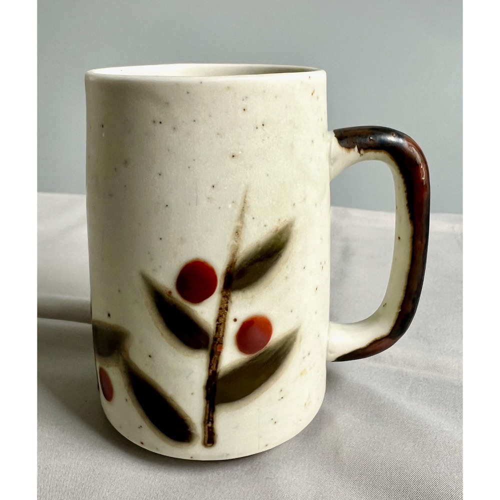 Vintage Otagiri Bittersweet Large Stoneware Mug Japan Red Berry Speckled 4.75"